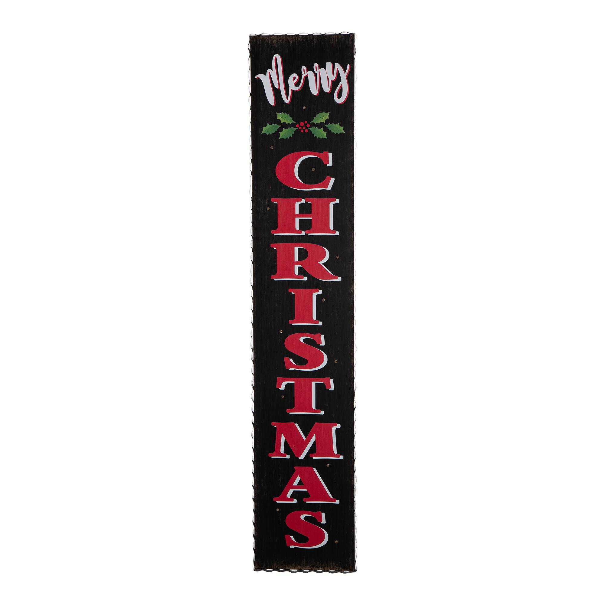 Glitzhome® 3.5ft. LED Black Christmas Porch Sign with Timer